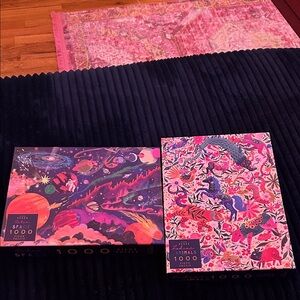 Elena Essex 1000 Piece Puzzle lot of 2, Outer Space and Zodiac Animals